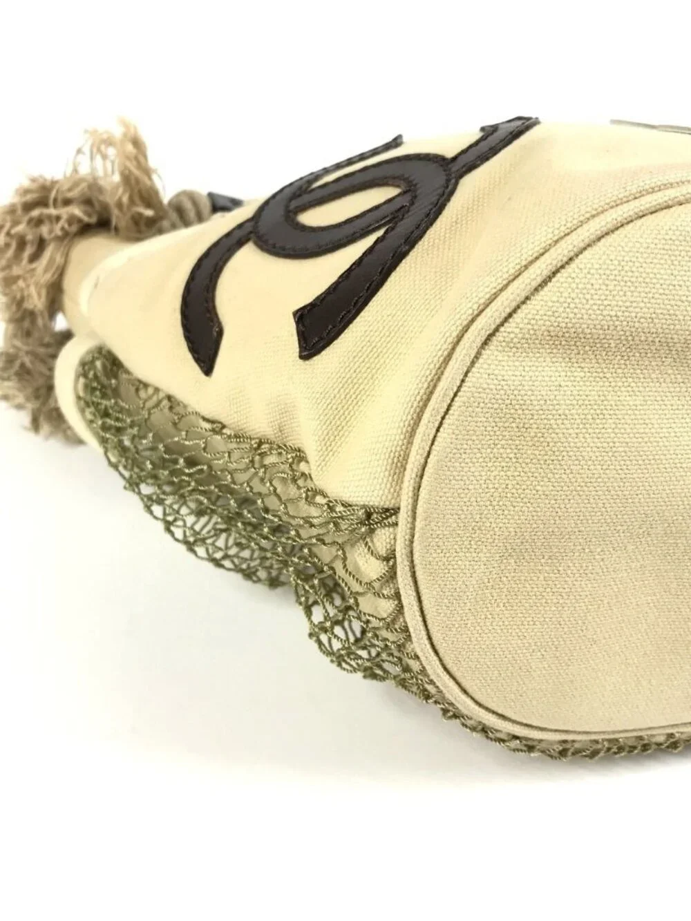 Chanel Handbag CC Logo Jumbo Canvas Beige